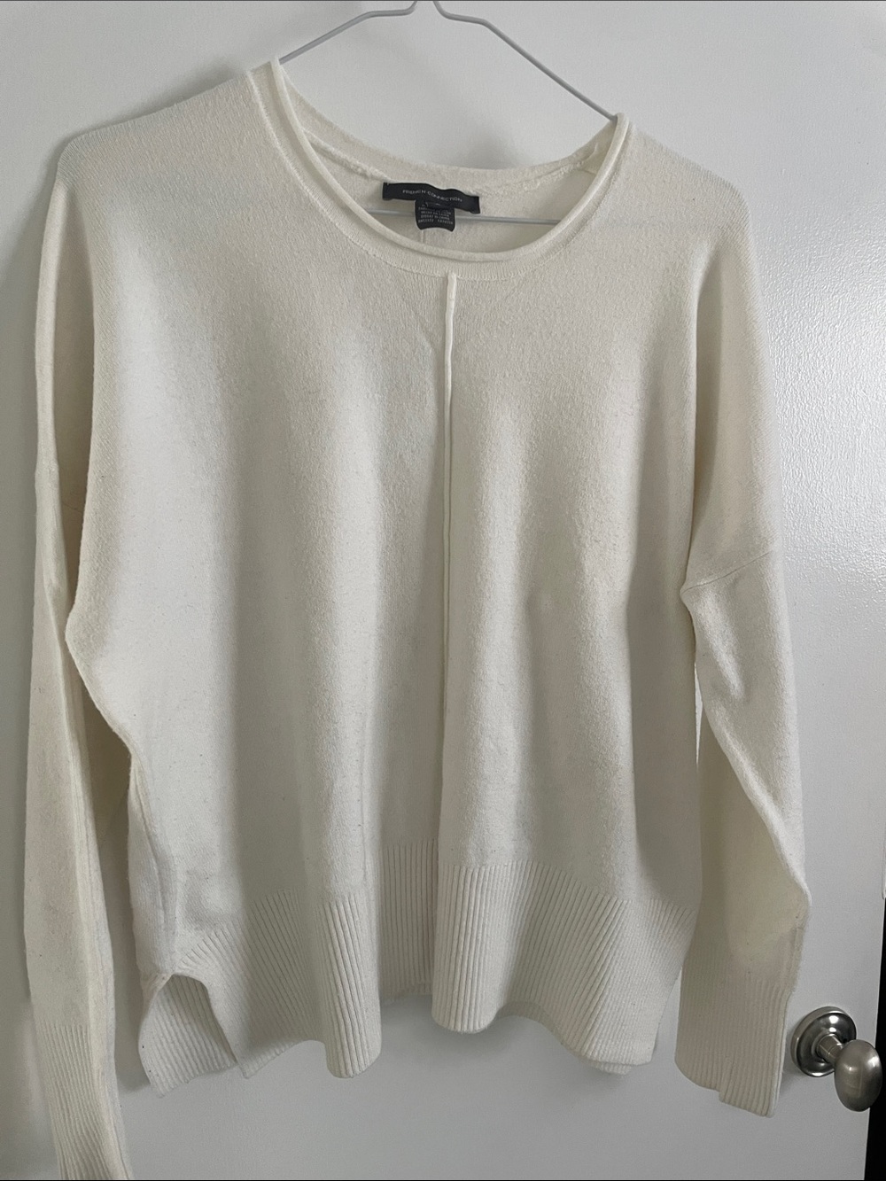 French Connection Cream Crewneck with Center Seam